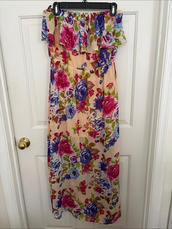 Forever 21 Dresses & Skirts - Floral Off-Shoulder Maxi Dress in Pink, Blue & Green
